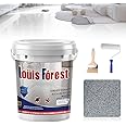 Louis Forest Epoxy Floor Paint, High-Gloss Marble Effect Epoxy Floor Coating, Waterproof Water-Based, for Concrete and Garage Interior or Exterior (Medium Gray)