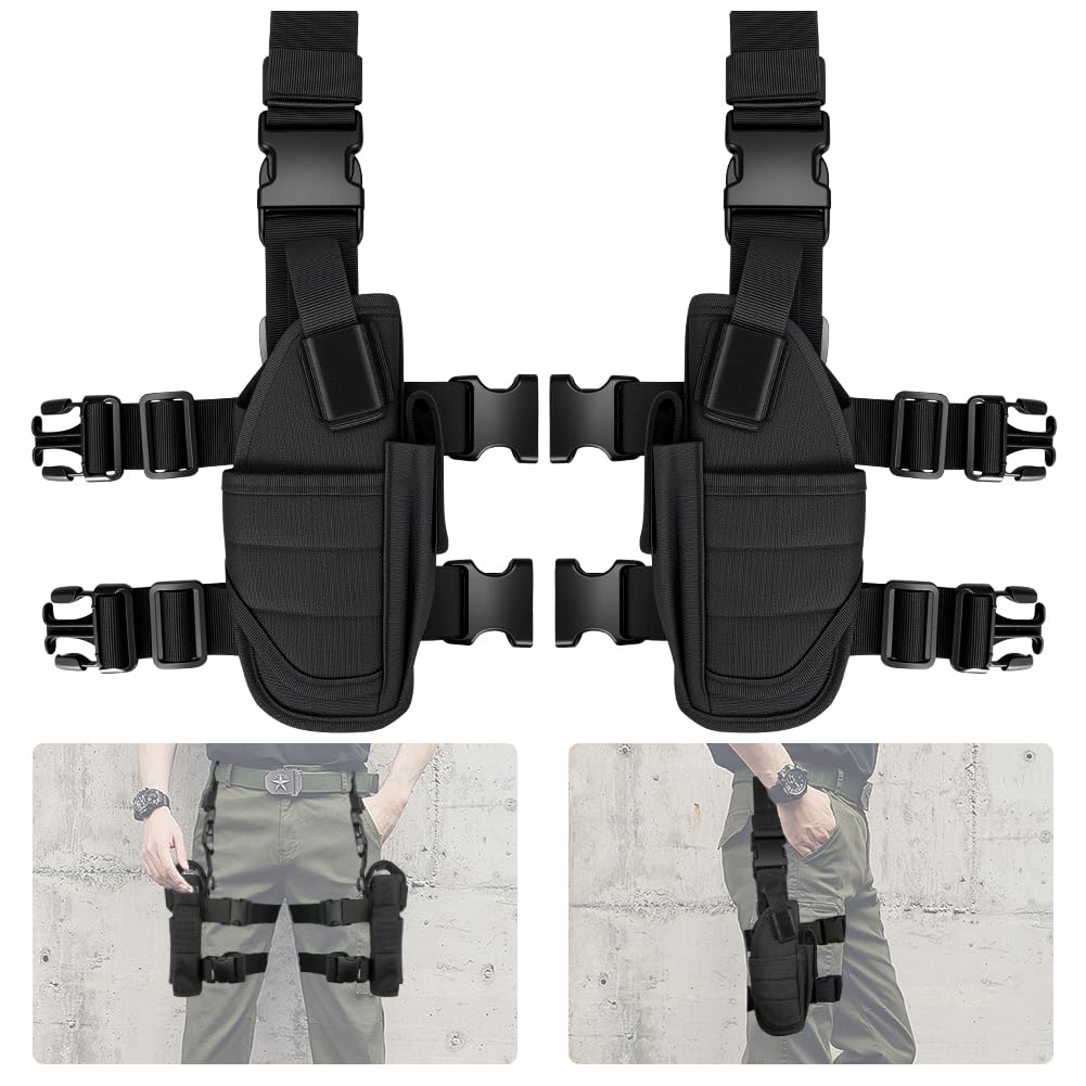KEENZO Tactical Universal Leg Holster- Left Hand & Right Hand Adjustable Universal Drop Puttee Leg Thigh Holster Pouch Holder for Halloween Costume Cosplay,CS Activities,outdoor Sport