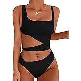 Lilosy Sexy Knotted Ruched High Cut Leg One Piece Swimsuit
