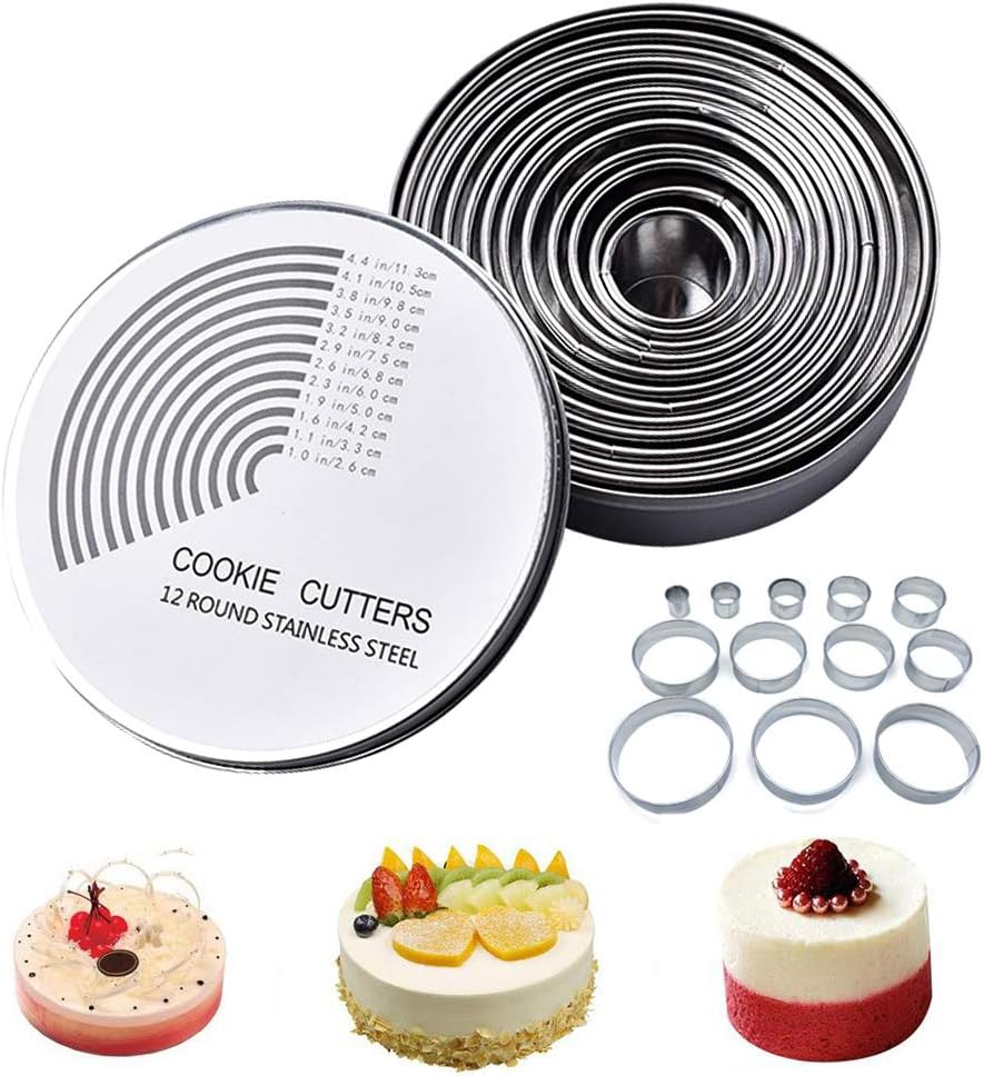 Cookie Cutters Set,12 Pieces Round Stainless Steel Cookie Cutters