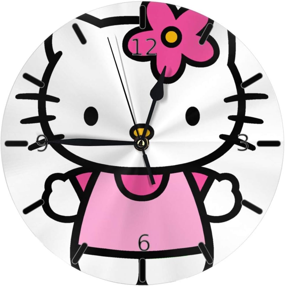 Amazon Co Jp ハローキティの可愛い壁紙 掛け時計 円形 シンプル 静音 おしゃれ 高級感 フレームなし インテリア 壁掛け時計 置き時計 ホーム キッチン