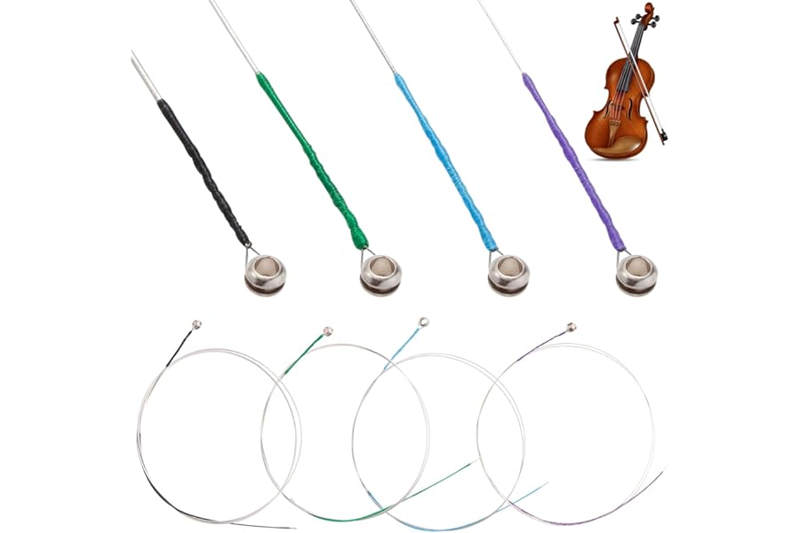 PANSHA 8 Pieces Violin Strings Full Set G-D-A-E, Replacement Strings for 4/4 3/4 1/2 1/4 Violins, Quality Steel Core for Student Beginner & Enthusiasts Playing