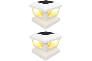 BRIGHTICONIC Solar Post Cap Lights for 3x3, 4X4 Posts - Fence Deck Lights with Constant Lighting All Night, Rechargeable Battery, 120 Lumens, Install with Bracket (White/Warm White 3000K)