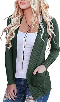 Amazon.com: Merokeety cárdigan de punto casual con frente abierto para mujer,  abrigo clásico, suéter de manga larga, Verde Armada (ArmyGreen), S : Ropa,  Zapatos y Joyería