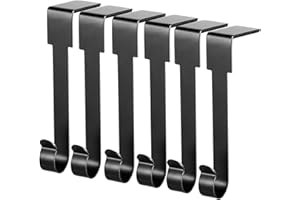 Guojanfon Christmas Stocking Holders, Metal Mantel Hooks Hanger Non-Slip Christmas Stocking Hooks for Fireplace Mantle Christmas Party Decoration (6pcs -Black)