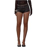 BEAUDRM Women's Faux Leather Micro Shorts Y2k Low Rise Party Rave Mini Shorts Club Night Out Outfit