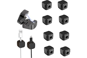 8 Pack Magnetic Cable Clips [Cable Smooth Adjustable] Cord Holder, Under Desk Cable Management, SHKI Adhesive Wire Holder Keeper Organizer for Home Office Desk Phone Car Wall Desktop Nightstand(Black)