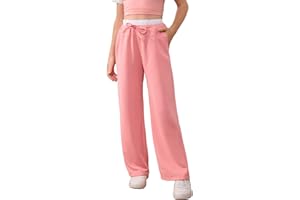 SOLY HUX Girl's Drawstring Waist Baggy Sweatpants Wide Leg Casual Loose Long Pants