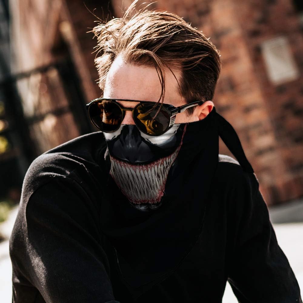 Bandana Venom Teeth Face Centered Black: Clothing