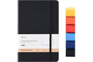 SUIN Hardcover-Journal-Notebooks, A5 Lined Journals Notebook for Writing 200 Pages, 8.2 x 5.5 inch, Classic Ruled Notebooks for Work/Travel/College (Black- 1 Pack)
