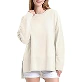 ZANZEA Women's Fall Sweaters 2025 Oversized Loose Long Sleeve Crew Neck Side Slit Dressy Knit Casual Pullover Tops