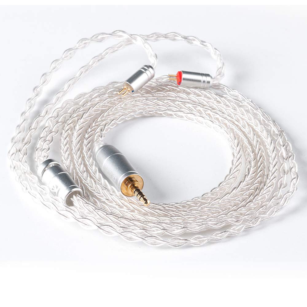 KINBOOFI KBEAR 8 Core Silver Plated Copper 2 Pin 4 Pole Balanced Replacement Earphone Cable, HiFi in Monitor Earbuds Upgraded TRRS Cable Extension Cord for AS10 ZST ZSR ZS10 ZS6 ZS7