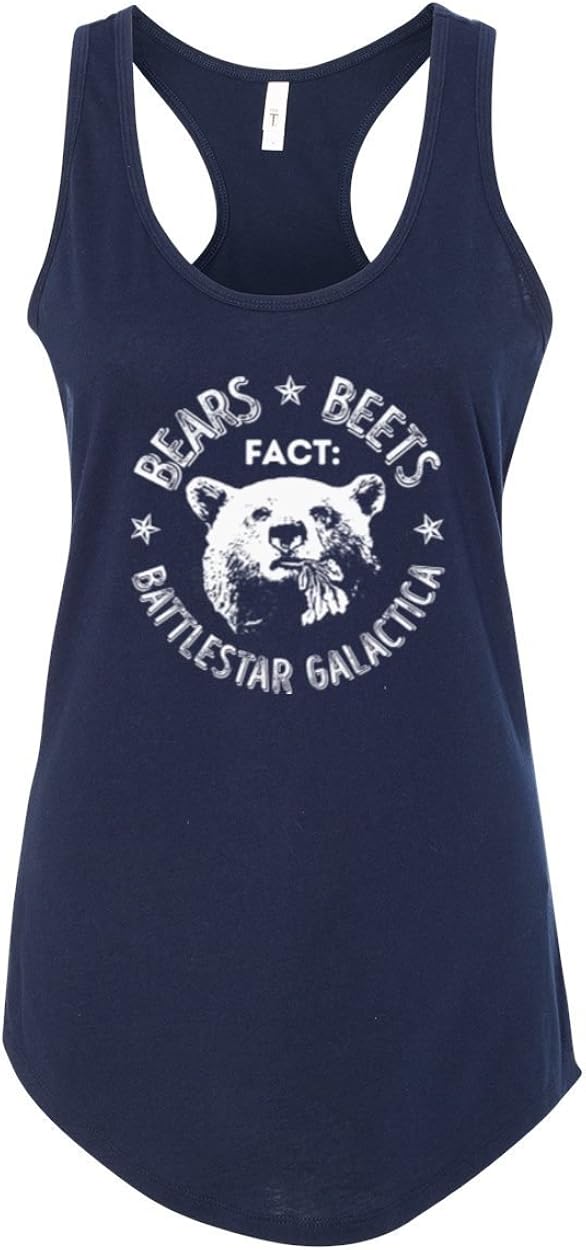 Office | Fact Bears Beets Battlestar Quote | Womens Pop Culture Jersey Racerback Tank Top