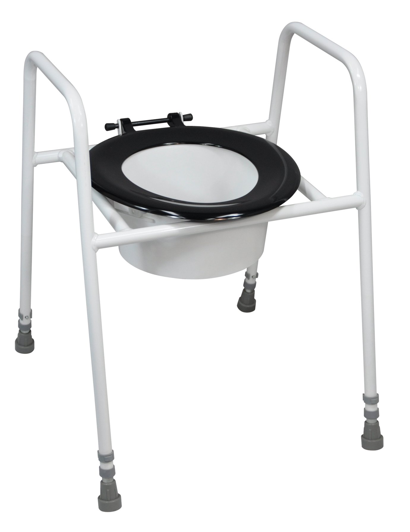 Aidapt Height Adjustable Free Standing Raised Over Toilet Seat with Arm Support, Splash Guard, Easy Wipe Clean and Slip Resistant Feet Already Assembled Aid