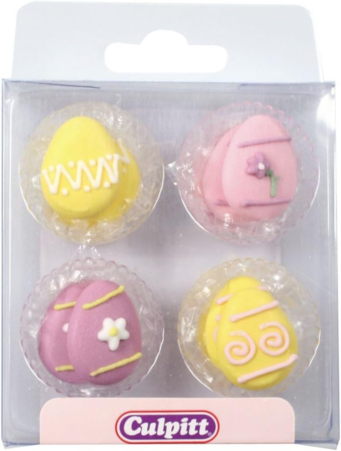12 EASTER EGG Sugar Cake Decorations (Pipings){Cupcake Toppers}