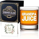 AGMdesign Grandpa Juice Fun Whiskey Glasses Gift Box, Grandparents Gifts for First Time 2025, Father's Day Xmas Birthday Gifts for Men Grandfather Dad Stepfather, Glass for New Grandpa from Grandchild