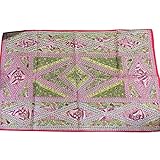 Mogulinterior Moroccan Tapestry Pink Embroidered Patchwork Vintage Wall Hanging Table Throw