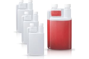 StreytoTek 4 Pcs 16oz Plastic Flask for Liquor, Measuring Bottle with Built in 0.84oz Flask, Bar Mixologist Travel Outdoor Li