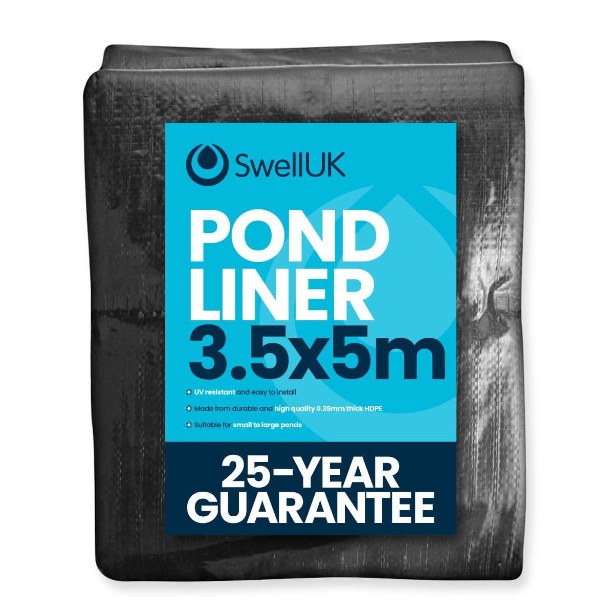 Swell 3.5m x 5m Pond Liner | 25 Year Guarantee | HDPE | UV Resistant | Garden Fish Ponds