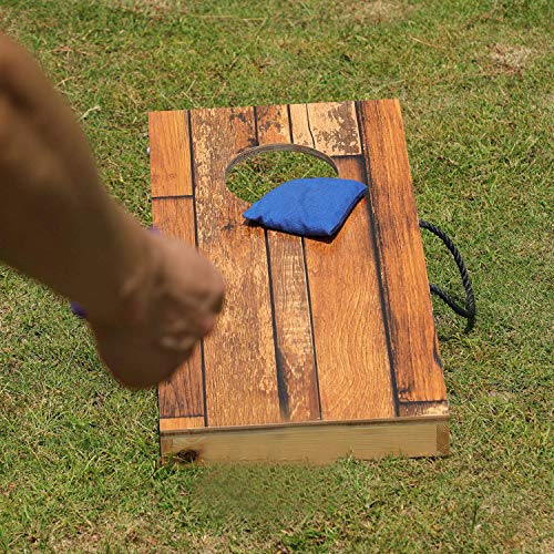 OOFIT Solid Wood Cornhole Set Junior Size, 1' x 2' Portable Sports Cornhole Game Boards Set, with 8 Bean Bags
