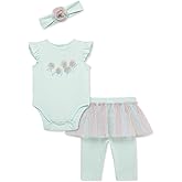 Little Me Clothes for Baby Girls' 100% Cotton Skegging Set with Headband, 3 to 12 Months