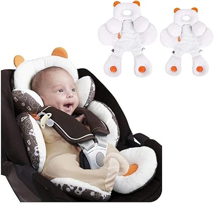 Amazon 子供用 ベビーカークッション サポートクッション ヘッドサポーター 取付簡単 お出かけ 出産祝い 贈り物 プレゼント 出産祝い 頭保護 シートベルト用枕 新生児から使える 赤ちゃん用首クッション 車 ネックピロー 首枕 綿 通気性 M M シートベルトカバー