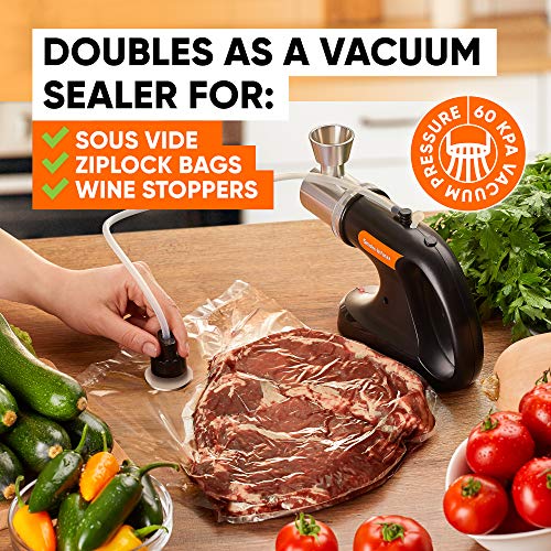 Jo Chef Professional Handheld Smoke Gun - Cold Smoker + Vacuum Function - USB Smoking Gun Food Smoker - Wood Chips Included - Ideal Gift for Chefs and Mixologists - Use for Sous Vide, Cocktails