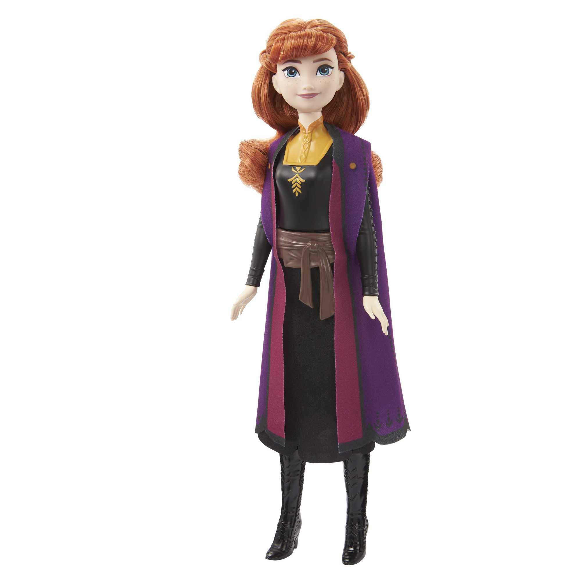 Mattel Disney Princess Dolls, Anna Posable Fashion Doll with Signature Clothing and Accessories, Disney's Frozen 2 Movie Toys, HLW50, Black,purple