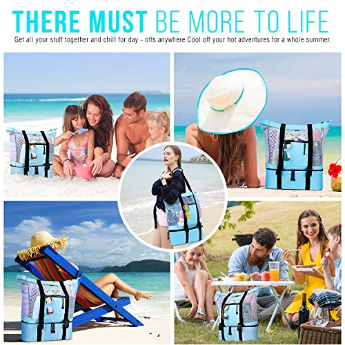 FITFORT Mesh Beach Tote Bag with Detachable Beach Cooler MAX Capacity