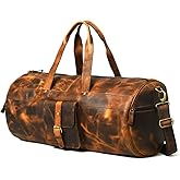 Full Grain Leather Duffle Bags for Men | Genuine Buffalo Leather Travel Overnight Weekender Luggage Bag | Holdall Garment Mens Duffel Bag for Gym Sports | Large 24" Classic Vintage Duffel Bag