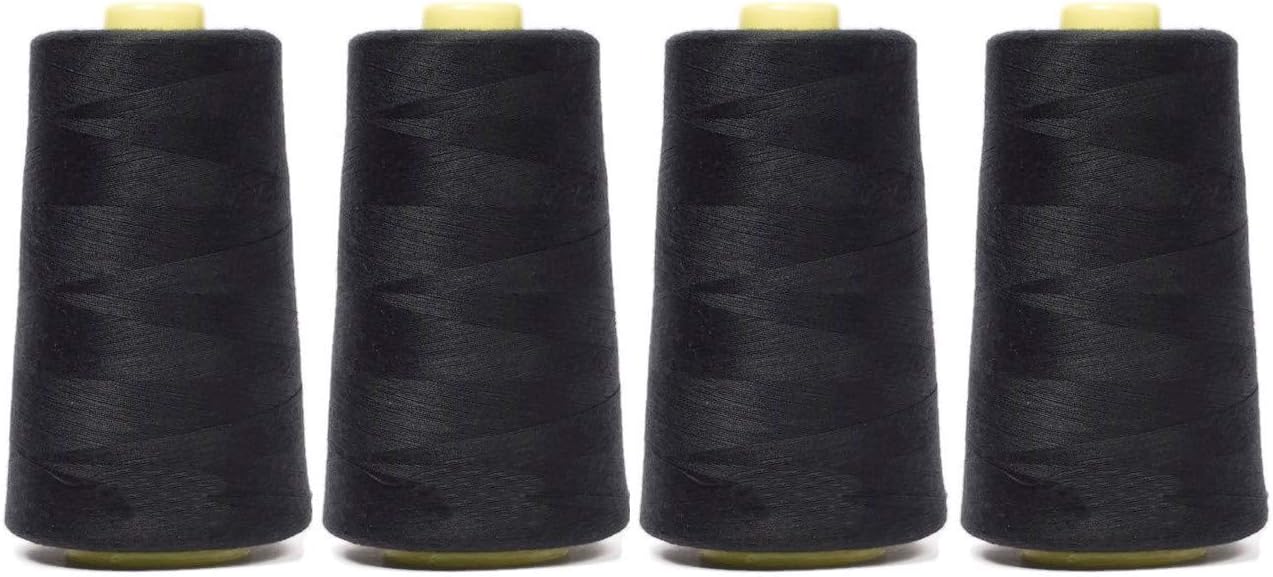 Overlockgarn 50s/2 5000 Yards (4570 m) Pack of 4 Pack of 4 Black