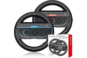 pdobq Switch Steering Wheel for Nintendo Switch2 (2025), Racing Steering Wheels for NS2 Mario Kart World/8 Deluxe, Mario Kart Steering Wheel Race Game Grip, Switch 2 Joy-con Accessories Gift, 2 Packs