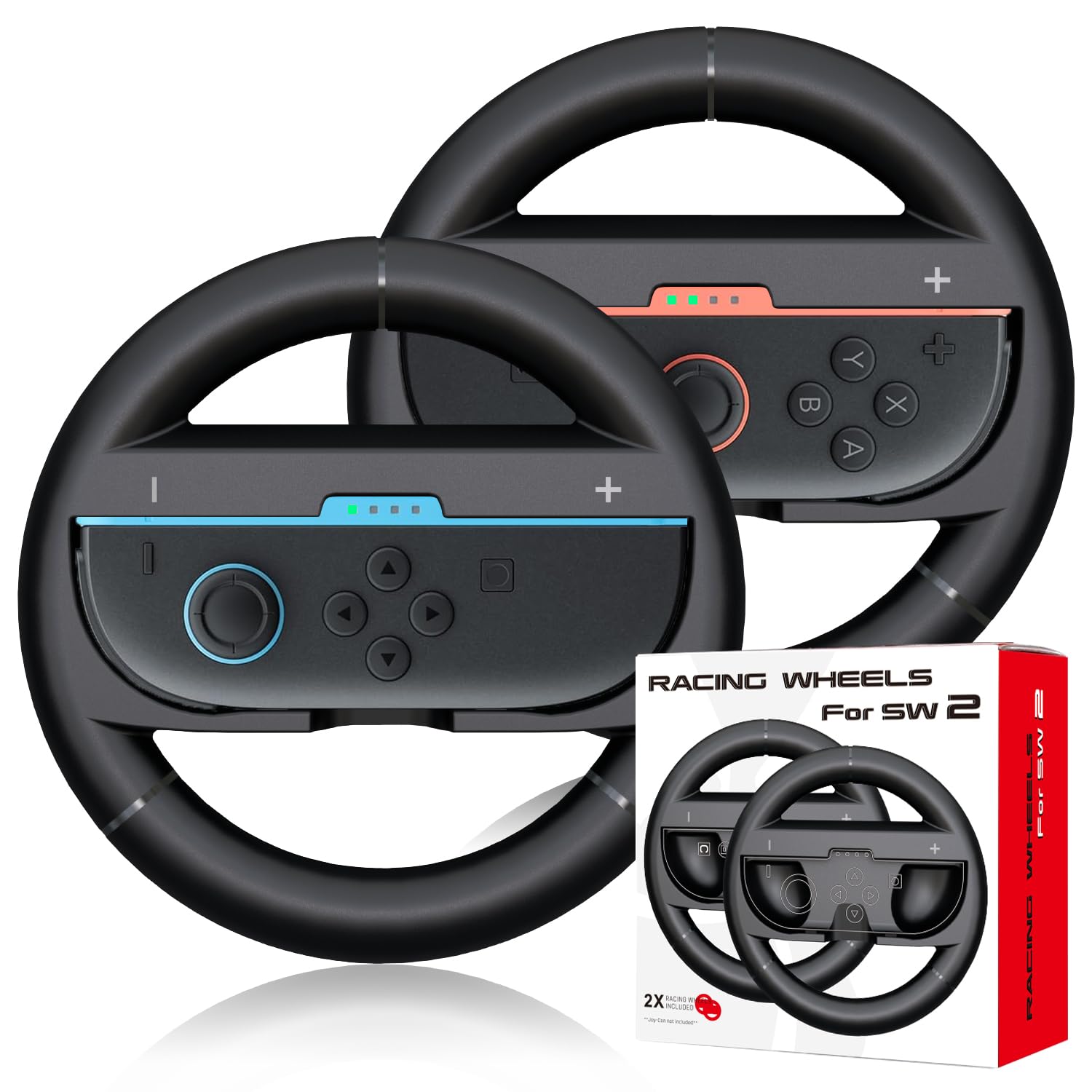 pdobq Switch Steering Wheel for Nintendo Switch2 (2025), Racing Steering Wheels for NS2 Mario Kart World/8 Deluxe, Mario Kart Steering Wheel Race Game Grip, Switch 2 Joy-con Accessories Gift, 2 Packs