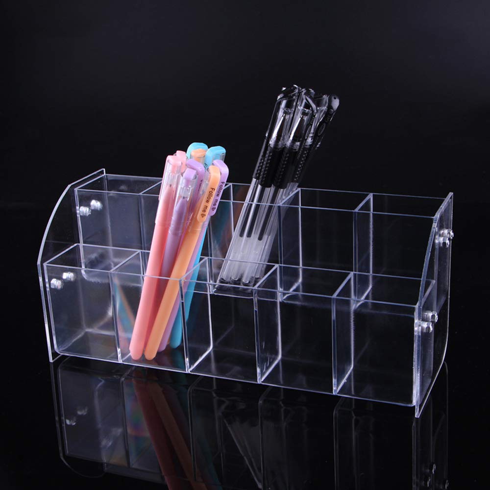 aoory Clear Acrylic Pencil Holder, Desk Organizer Dual Layer Pen Holder