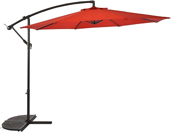 Amazon Com Suna Outdoor Patio Umbrella Cantilever Umbrella Offset Hanging Umbrellas 10 Ft Outdoor Market Umbrella With Cross Base 8 Ribs Red Base Not Included Garden Outdoor