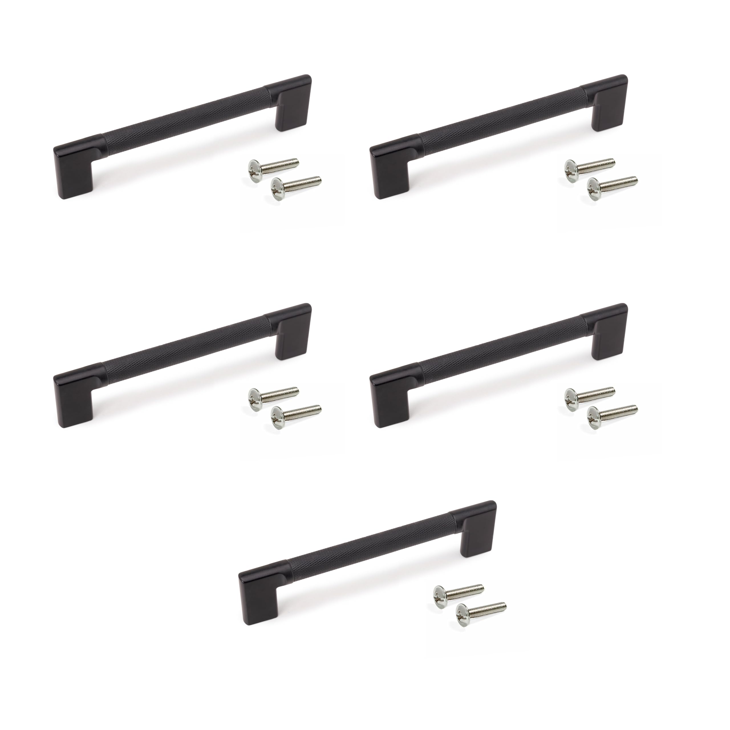 Emuca - Lot of 5 Furniture Handles, L189mm, 160mm Interaxis, Aluminium, Black Painted