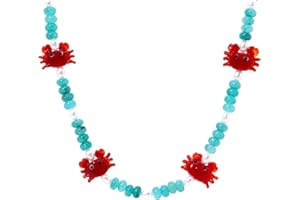 ALYXUY Crab Beaded Gemstone Necklace for Women, Colorful Boho Gemstone Beaded Choker Necklace Freshwater Pearl Surfer Beach Necklace Stylish Handmade Summer Jewelry