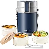 82oz Thermo Container For Hot Food, 3 Tier Wide Mouth Insulated Stackable Food Container, lunch box for Work Office Outdoors Picnic (BLUE)