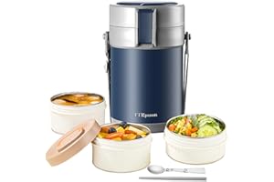 TTrpuon 82 oz Thermal Container for Hot Food, 3 Tier Wide Mouth Insulated Stackable Food Container, Lunch Box for Work Office