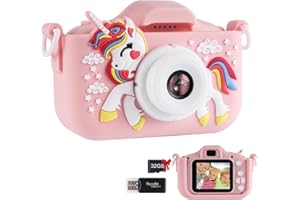 MOZSOY Kids Camera Toys Christmas Birthday Gifts for Boys and Girls Kids Toys 3 4 5 6 7 8 9 10 11 12 Year Old Toys for Girls HD Digital Video Camera for Toddler 5 Puzzle Games with 32GB SD Card