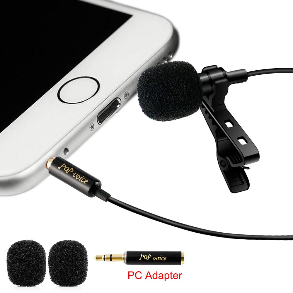 Professional #1 Best Lavalier Lapel Microphone Omnidirectional Condenser Mic for Apple IPhone Android & Windows Smartphones,Youtube,Interview,Studio,Video Recording,Noise Cancelling Mic
