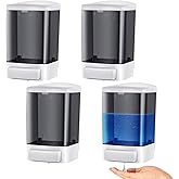 Hushee 4 Pcs Plastic Wall Mounted Soap Dispenser Commercial Manual Soap Containers Wall Dispenser for Kitchen Shower Hotel Liquid Shampoo Gel Chamber(33.8 oz 1000 ml,Black)