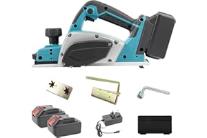 BBTEQEKN Cordless Hand Planer, Handheld Wood Planer Compatible with Makita 21V Battery, 16500RPM Power Wood Planer, Electric 