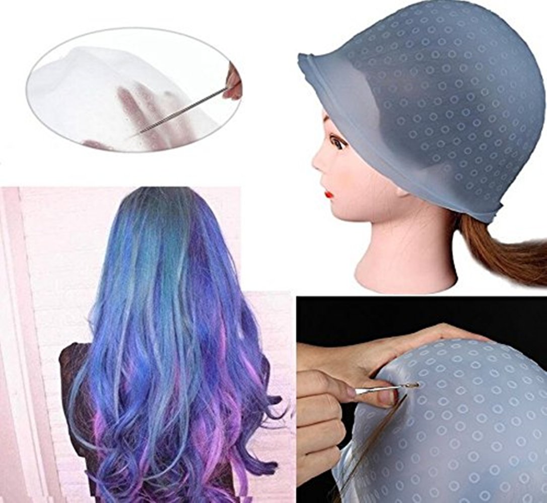 Tmalltide Reusable Silicone Hair Highlighting Cap Salon Hair