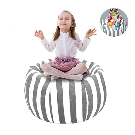 ZHOU SHI SWORD 38' Stofftier Aufbewahrungstasche Sitzsack Kinder Soft Pouch Stoff Stuhl Plüsch(Grau)