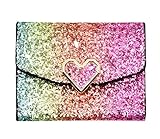 Women Glitter Sequins Purse Short Trifold Wallet Bling Card Holder Clutch