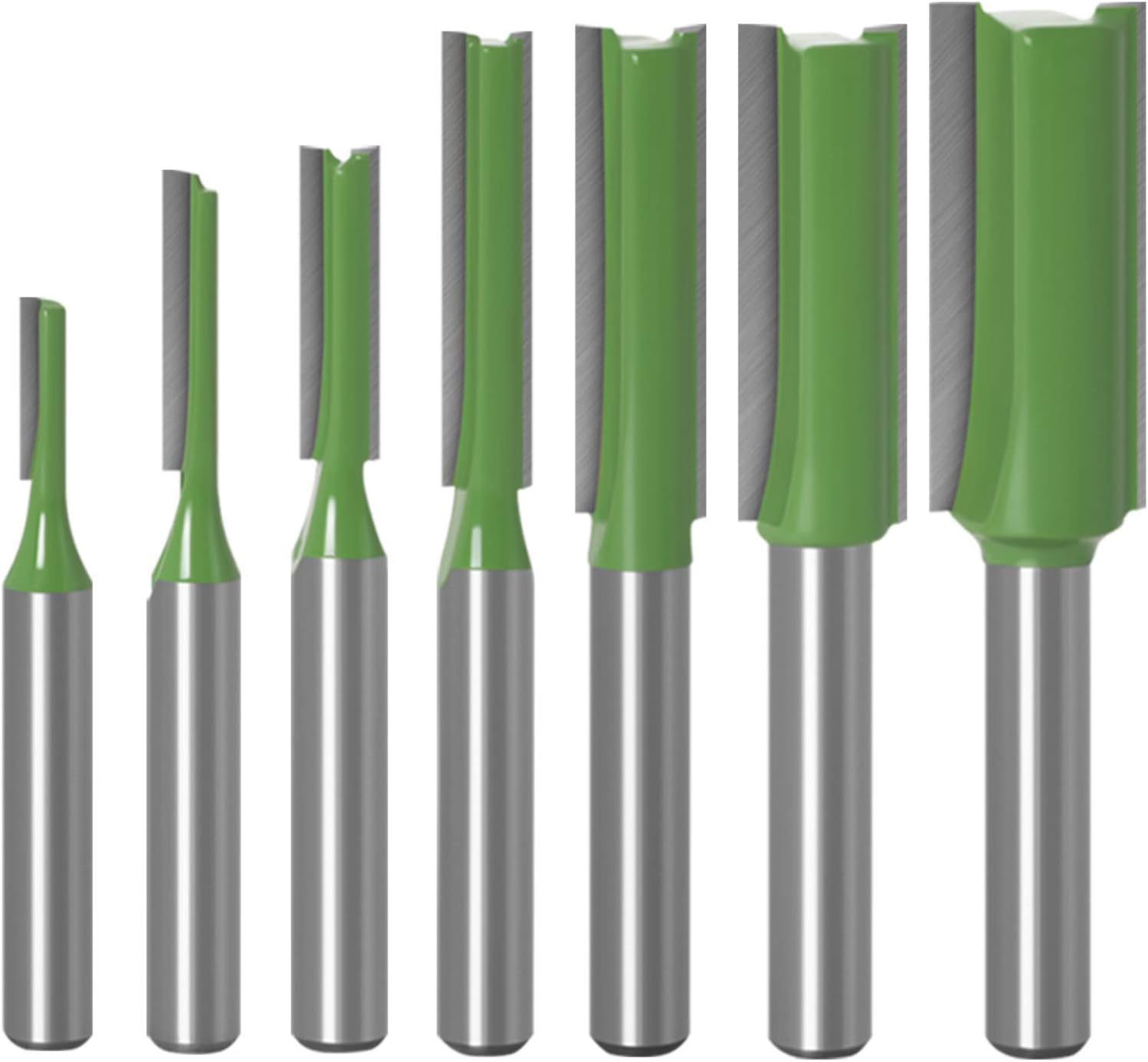 WSOOX 6mm Shank Straight Router Bit Set, 7 pcs Straight Milling Cutter