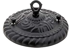 Saim Ceiling Light Plate Lamp Base with Closed Hook and Vintage Rose Pattern Pendant Lighting Accessories with Matching Screw for Light Fitting 5.x 2.6 Inch Black