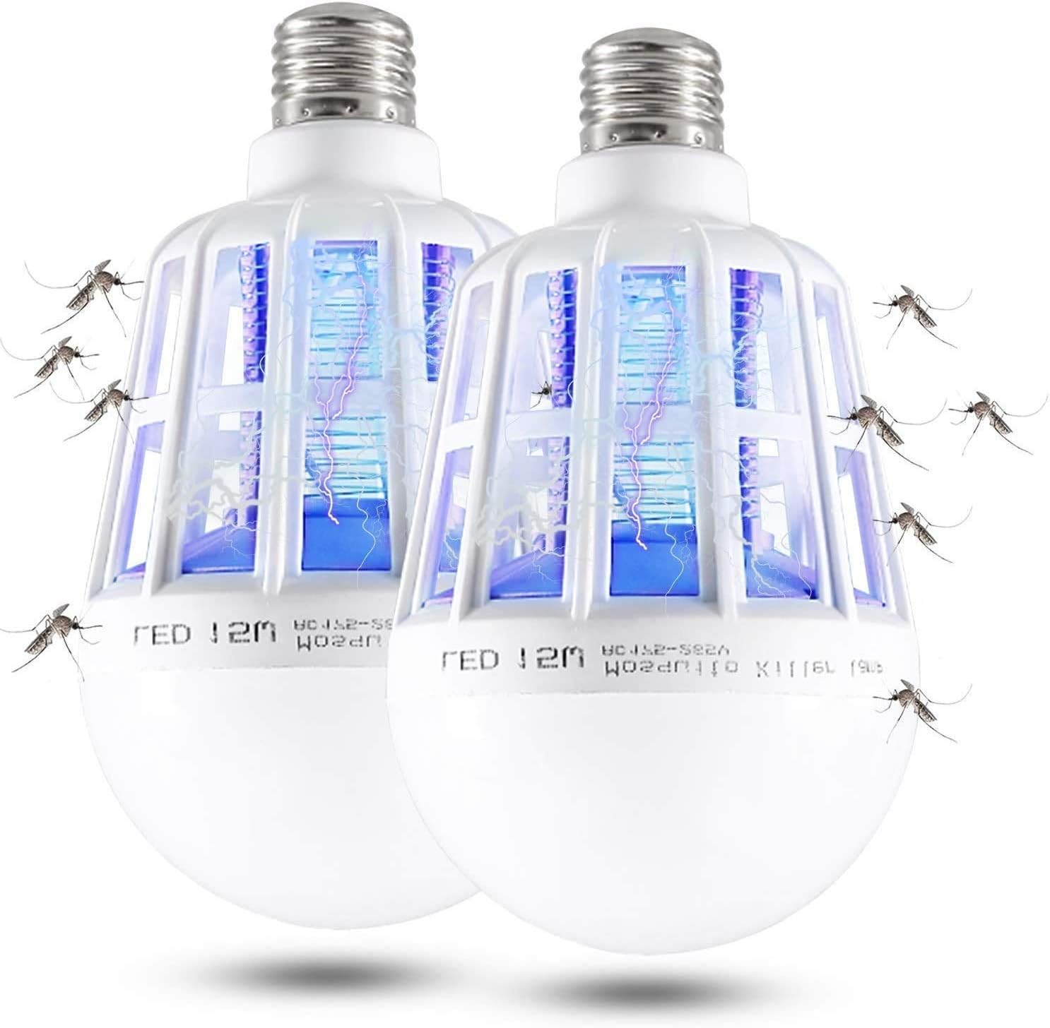 2 Pack Electric Bug Zapper, 2 in 1 Mosquito Killer Lamp, UV LED Mosquito Light Bulb for Indoor and Outdoor
