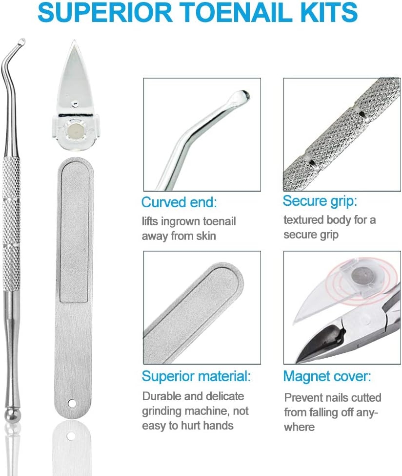 4PCS Toe Nail Clipper for Ingrown or Thick Toenails,Toenails Trimmer and Professional Podiatrist Toenail Nipper for Seniors with Surgical Stainless Steel Sharp Blades Soft Grip Handle Wanmat: Health & Personal Care